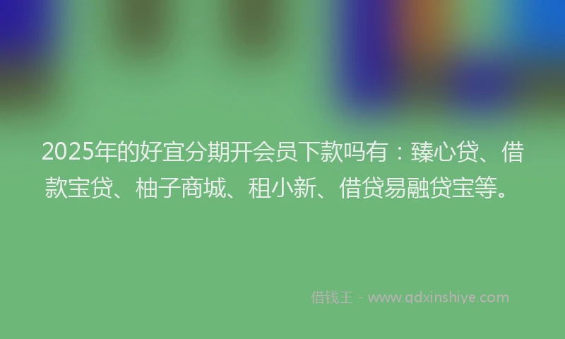 2025年的好宜分期开会员下款吗有：臻心贷、借款宝贷、柚子商城、租小新、借贷易融贷宝等。