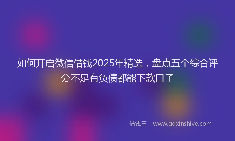 如何开启微信借钱2025年精选，盘点五个综合评分不足有负债都能下款口子