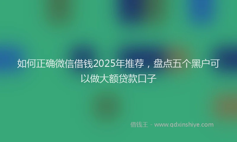 如何正确微信借钱2025年推荐，盘点五个黑户可以做大额贷款口子