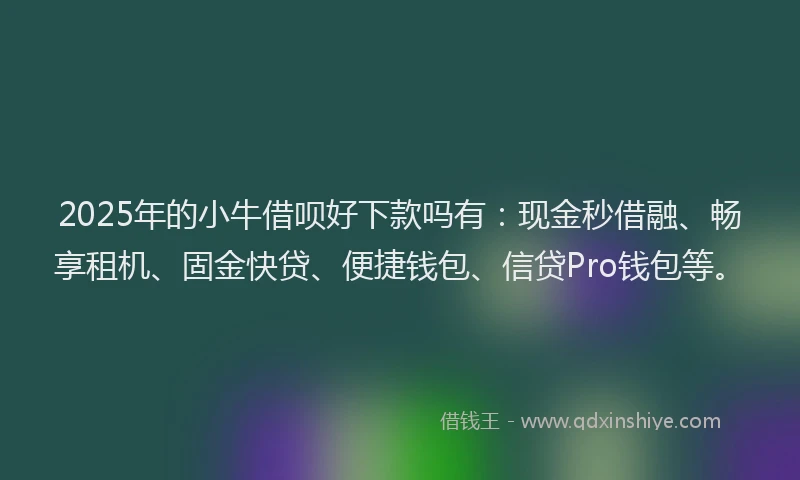 2025年的小牛借呗好下款吗有：现金秒借融、畅享租机、固金快贷、便捷钱包、信贷Pro钱包等。