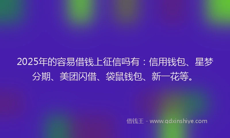 2025年的容易借钱上征信吗有：信用钱包、星梦分期、美团闪借、袋鼠钱包、新一花等。