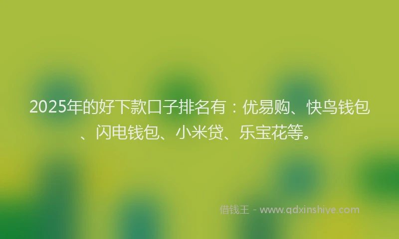 2025年的好下款口子排名有：优易购、快鸟钱包、闪电钱包、小米贷、乐宝花等。