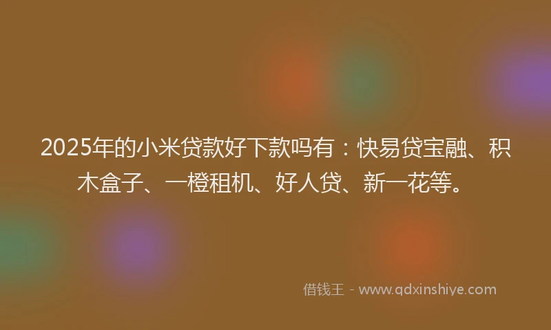 2025年的小米贷款好下款吗有：快易贷宝融、积木盒子、一橙租机、好人贷、新一花等。
