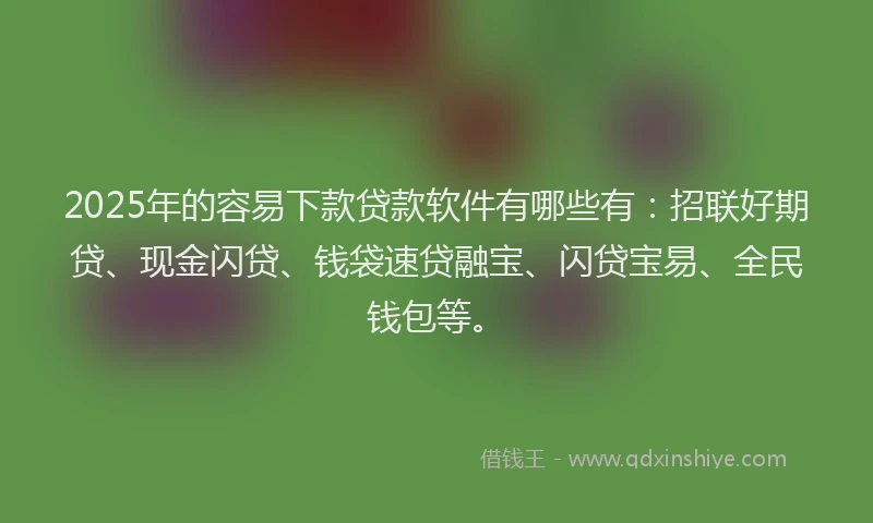 2025年的容易下款贷款软件有哪些有：招联好期贷、现金闪贷、钱袋速贷融宝、闪贷宝易、全民钱包等。