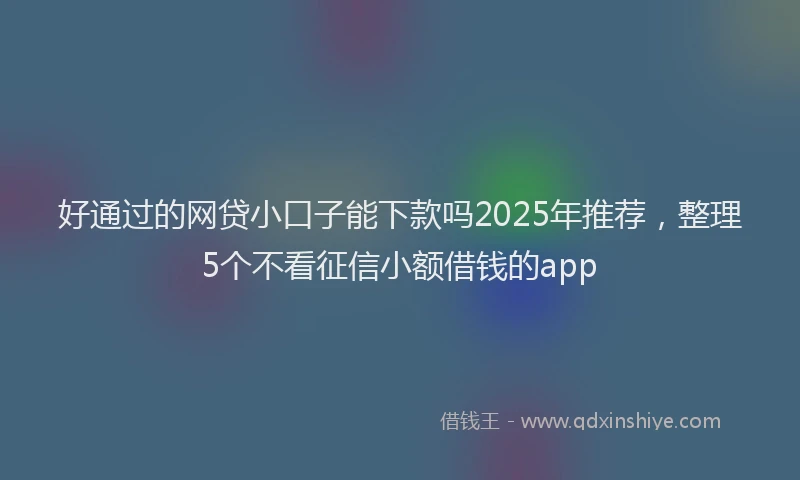 好通过的网贷小口子能下款吗2025年推荐，整理5个不看征信小额借钱的app