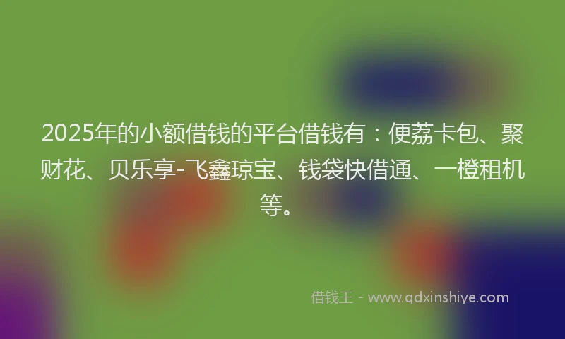 2025年的小额借钱的平台借钱有:便荔卡包、聚财花、贝乐享-飞鑫琼宝、钱袋快借通、一橙租机等。