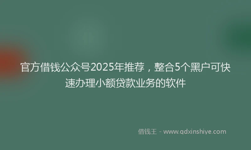 官方借钱公众号2025年推荐，整合5个黑户可快速办理小额贷款业务的软件