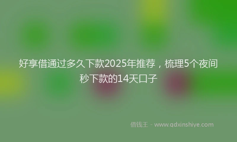 好享借通过多久下款2025年推荐，梳理5个夜间秒下款的14天口子