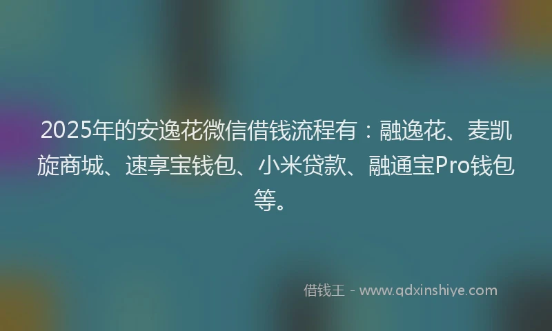 2025年的安逸花微信借钱流程有：融逸花、麦凯旋商城、速享宝钱包、小米贷款、融通宝Pro钱包等。