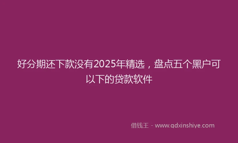 好分期还下款没有2025年精选，盘点五个黑户可以下的贷款软件
