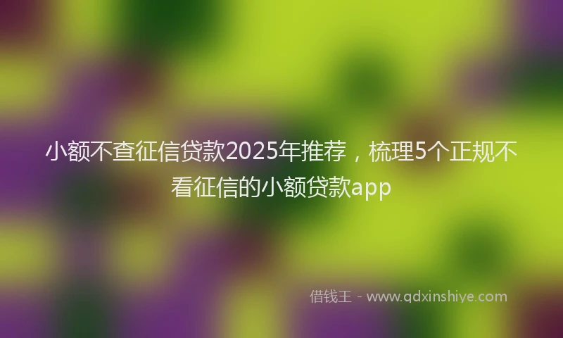 小额不查征信贷款2025年推荐，梳理5个正规不看征信的小额贷款app