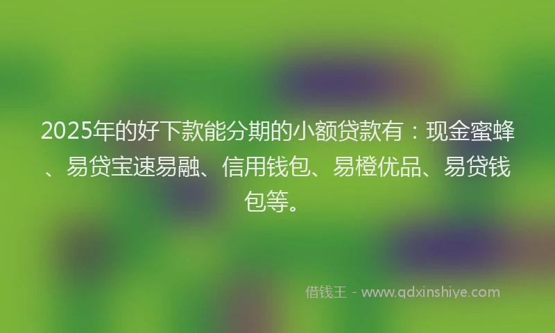 2025年的好下款能分期的小额贷款有：现金蜜蜂、易贷宝速易融、信用钱包、易橙优品、易贷钱包等。