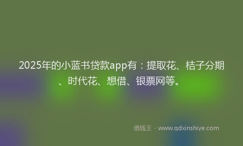 2025年的小蓝书贷款app有：提取花、桔子分期、时代花、想借、银票网等。