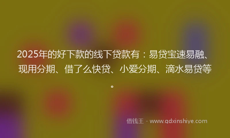 2025年的好下款的线下贷款有：易贷宝速易融、现用分期、借了么快贷、小爱分期、滴水易贷等。