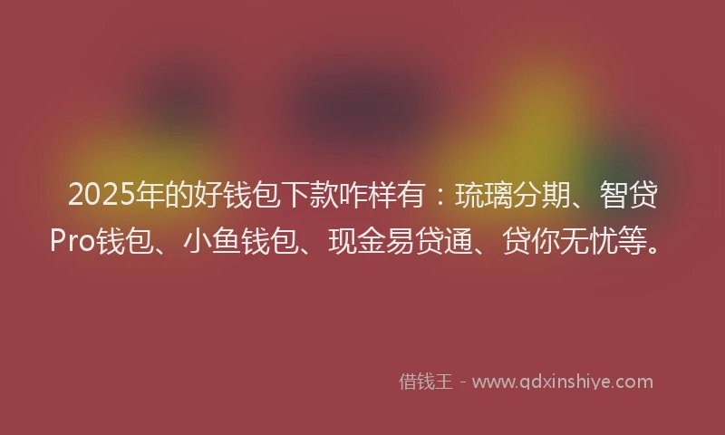 2025年的好钱包下款咋样有：琉璃分期、智贷Pro钱包、小鱼钱包、现金易贷通、贷你无忧等。
