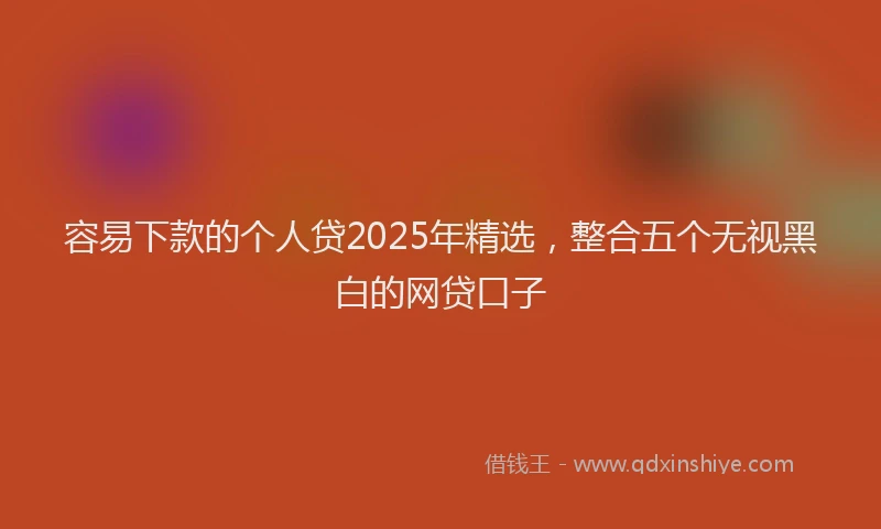 容易下款的个人贷2025年精选，整合五个无视黑白的网贷口子