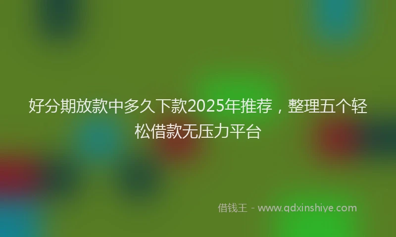 好分期放款中多久下款2025年推荐，整理五个轻松借款无压力平台