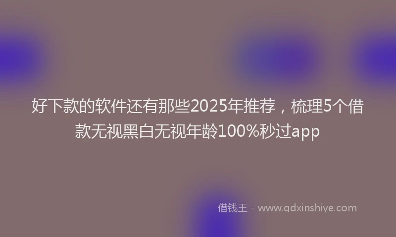 好下款的软件还有那些2025年推荐，梳理5个借款无视黑白无视年龄100%秒过app