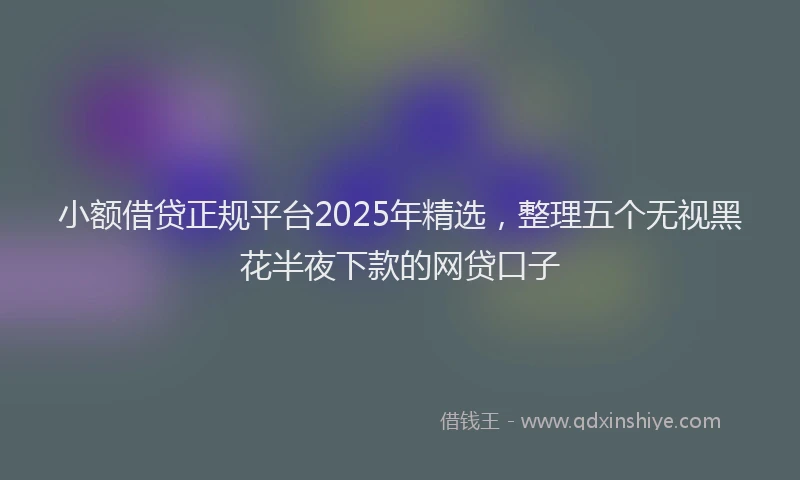 小额借贷正规平台2025年精选，整理五个无视黑花半夜下款的网贷口子