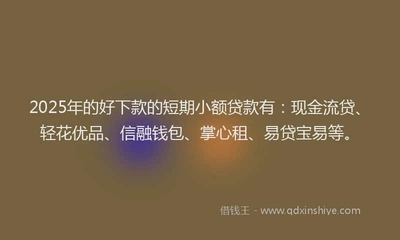 2025年的好下款的短期小额贷款有：现金流贷、轻花优品、信融钱包、掌心租、易贷宝易等。