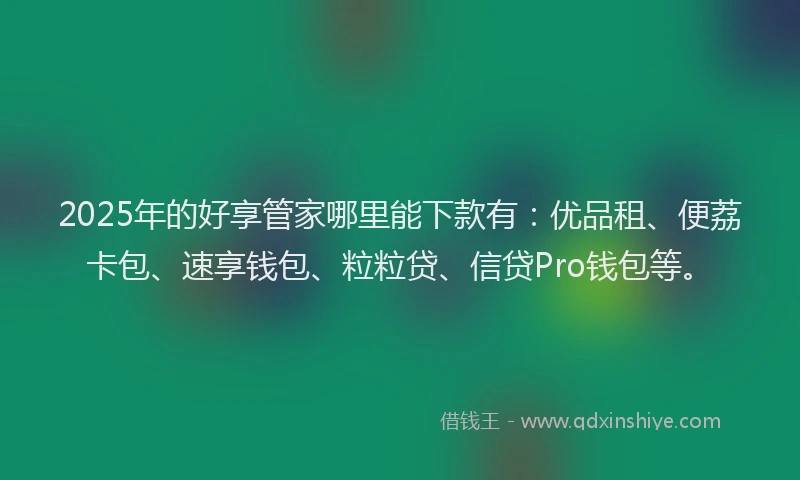 2025年的好享管家哪里能下款有：优品租、便荔卡包、速享钱包、粒粒贷、信贷Pro钱包等。