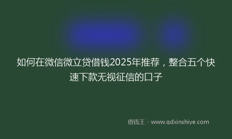 如何在微信微立贷借钱2025年推荐，整合五个快速下款无视征信的口子
