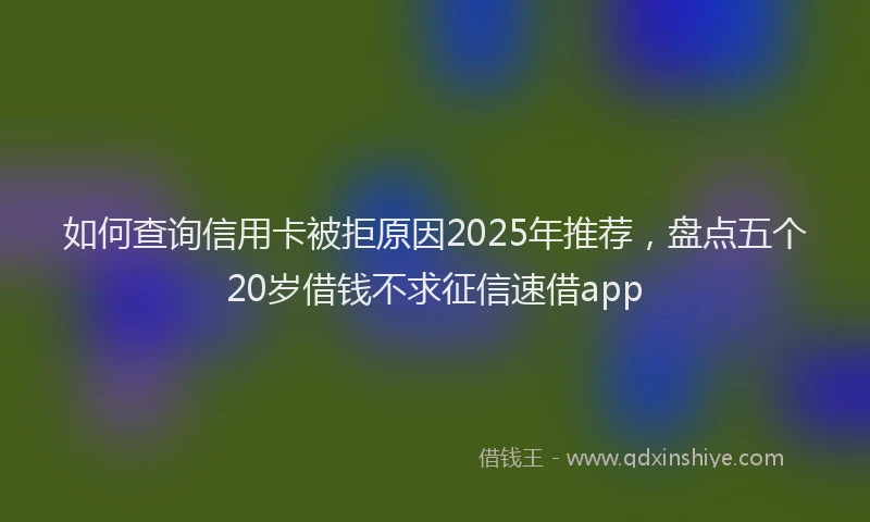 如何查询信用卡被拒原因2025年推荐，盘点五个20岁借钱不求征信速借app
