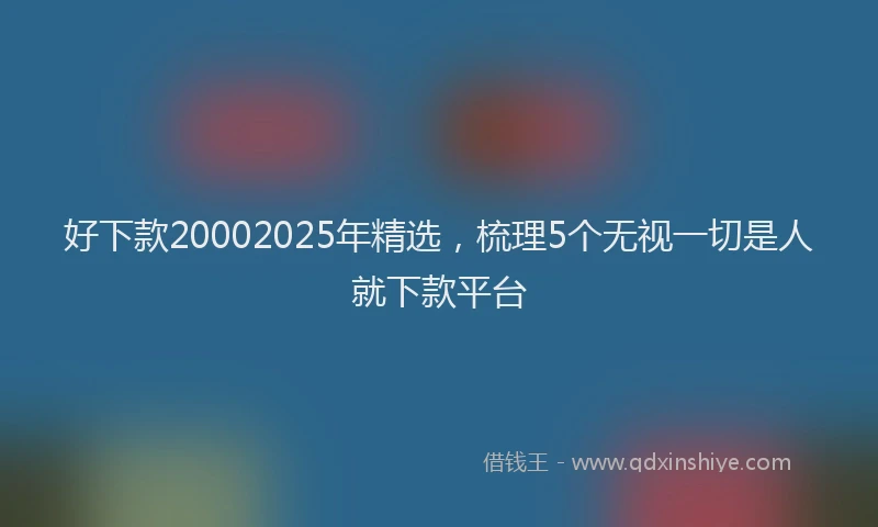 好下款20002025年精选，梳理5个无视一切是人就下款平台