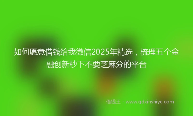 如何愿意借钱给我微信2025年精选，梳理五个金融创新秒下不要芝麻分的平台