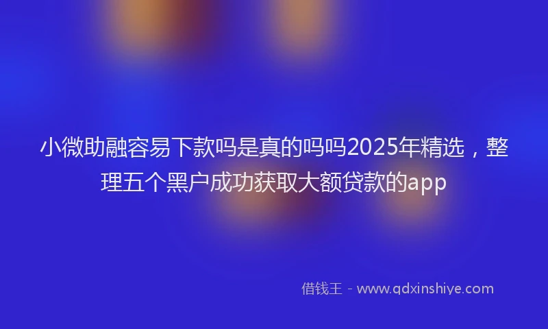 小微助融容易下款吗是真的吗吗2025年精选，整理五个黑户成功获取大额贷款的app