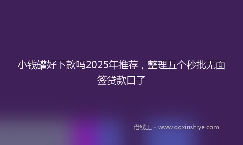 小钱罐好下款吗2025年推荐，整理五个秒批无面签贷款口子