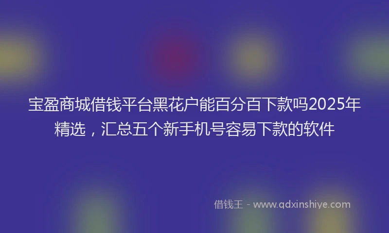 宝盈商城借钱平台黑花户能百分百下款吗2025年精选，汇总五个新手机号容易下款的软件