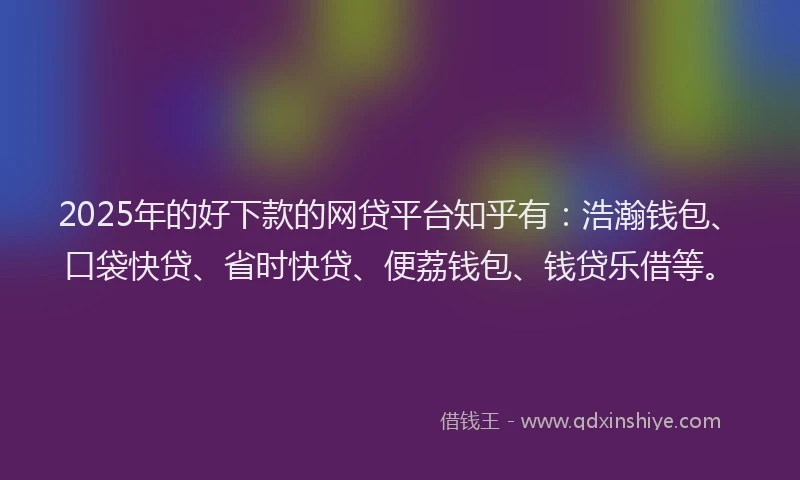 2025年的好下款的网贷平台知乎有：浩瀚钱包、口袋快贷、省时快贷、便荔钱包、钱贷乐借等。