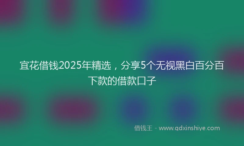 宜花借钱2025年精选，分享5个无视黑白百分百下款的借款口子