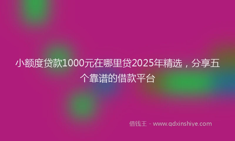 小额度贷款1000元在哪里贷2025年精选，分享五个靠谱的借款平台