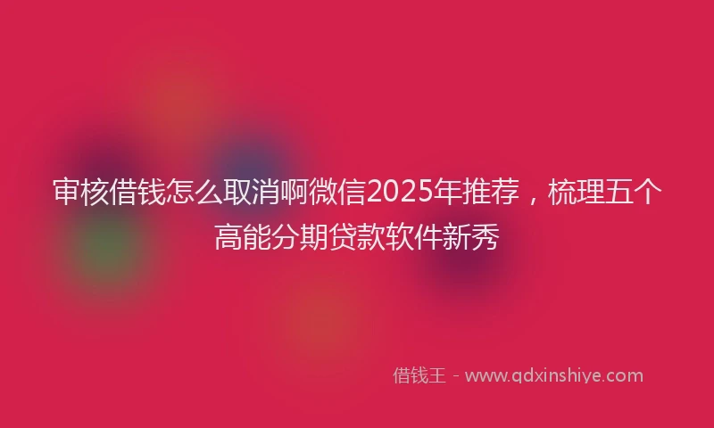 审核借钱怎么取消啊微信2025年推荐，梳理五个高能分期贷款软件新秀