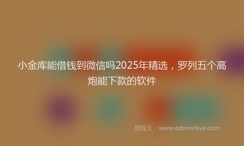 小金库能借钱到微信吗2025年精选，罗列五个高炮能下款的软件