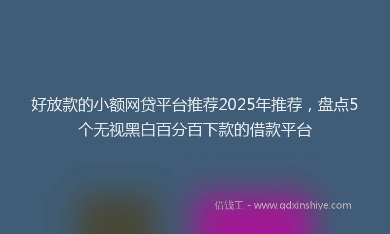 好放款的小额网贷平台推荐2025年推荐，盘点5个无视黑白百分百下款的借款平台