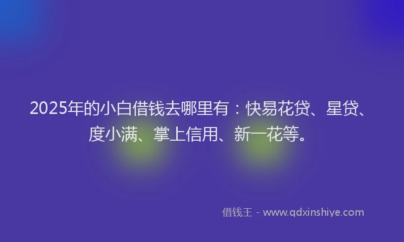 2025年的小白借钱去哪里有：快易花贷、星贷、度小满、掌上信用、新一花等。