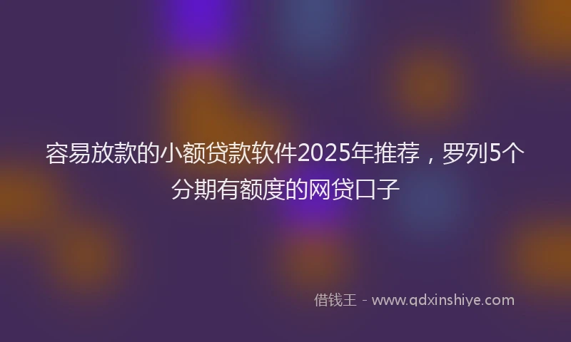 容易放款的小额贷款软件2025年推荐，罗列5个分期有额度的网贷口子