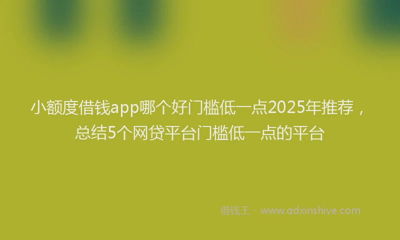 小额度借钱app哪个好门槛低一点2025年推荐，总结5个网贷平台门槛低一点的平台