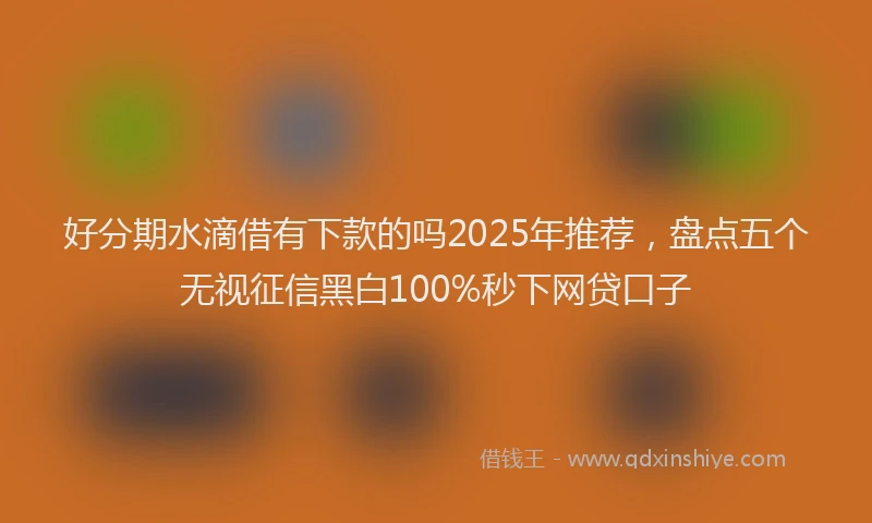 好分期水滴借有下款的吗2025年推荐，盘点五个无视征信黑白100%秒下网贷口子