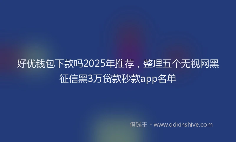 好优钱包下款吗2025年推荐，整理五个无视网黑征信黑3万贷款秒款app名单