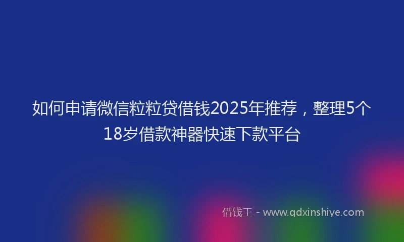 如何申请微信粒粒贷借钱2025年推荐，整理5个18岁借款神器快速下款平台