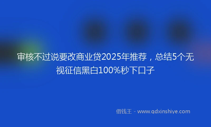 审核不过说要改商业贷2025年推荐，总结5个无视征信黑白100%秒下口子