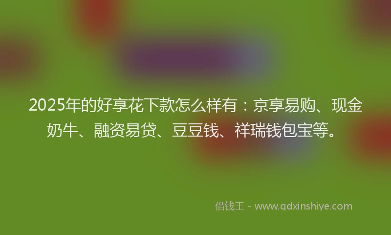 2025年的好享花下款怎么样有：京享易购、现金奶牛、融资易贷、豆豆钱、祥瑞钱包宝等。