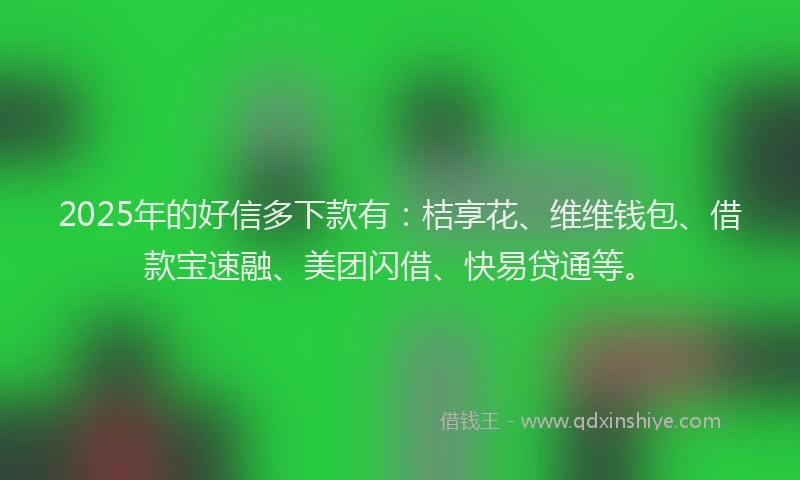 2025年的好信多下款有：桔享花、维维钱包、借款宝速融、美团闪借、快易贷通等。