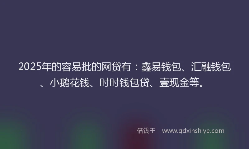 2025年的容易批的网贷有：鑫易钱包、汇融钱包、小鹅花钱、时时钱包贷、壹现金等。