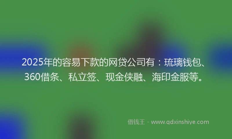 2025年的容易下款的网贷公司有：琉璃钱包、360借条、私立签、现金侠融、海印金服等。