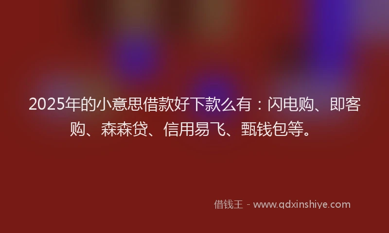 2025年的小意思借款好下款么有：闪电购、即客购、森森贷、信用易飞、甄钱包等。